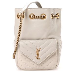 Yves Saint Laurent Cream Backpack with Gold Accents